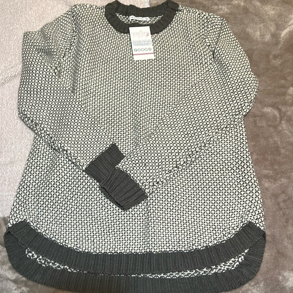 Staccato grey and White Textured Knit Sweater